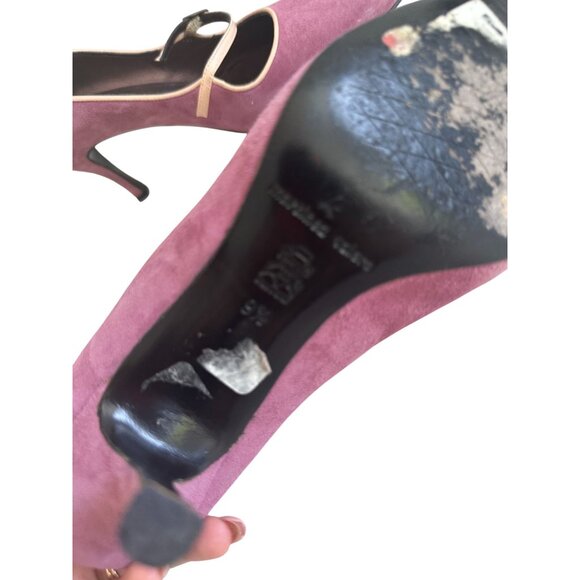 MARTINEZ VALERO Purple Suede Mary Janes Heels Size 9 1/2 - Picture 3 of 8